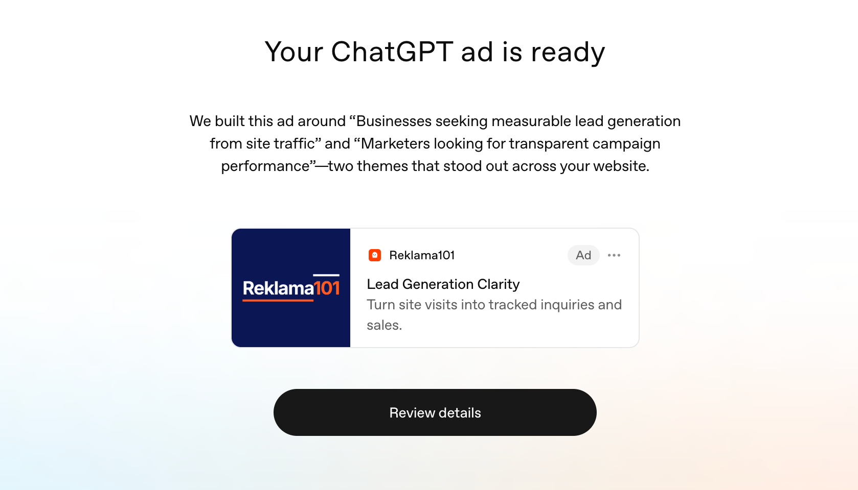 Настройка аккаунта ChatGPT Ads